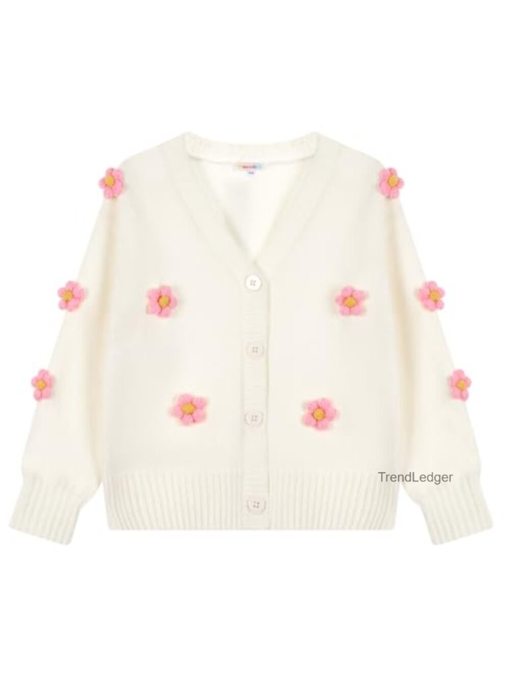 Girls 3D Flower Embroidery Cropped Knit Cardigan Sweater Shrug